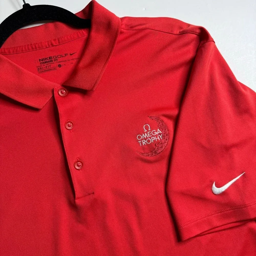 Nike Golf Polo Shirt Sz XL Omega‎ Trophy Red Performance Tournament